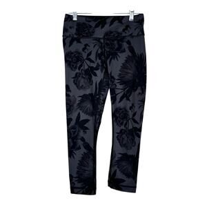 Lululemon Athletica Black Floral Wunder Under Practice Daily Crop Legging 4